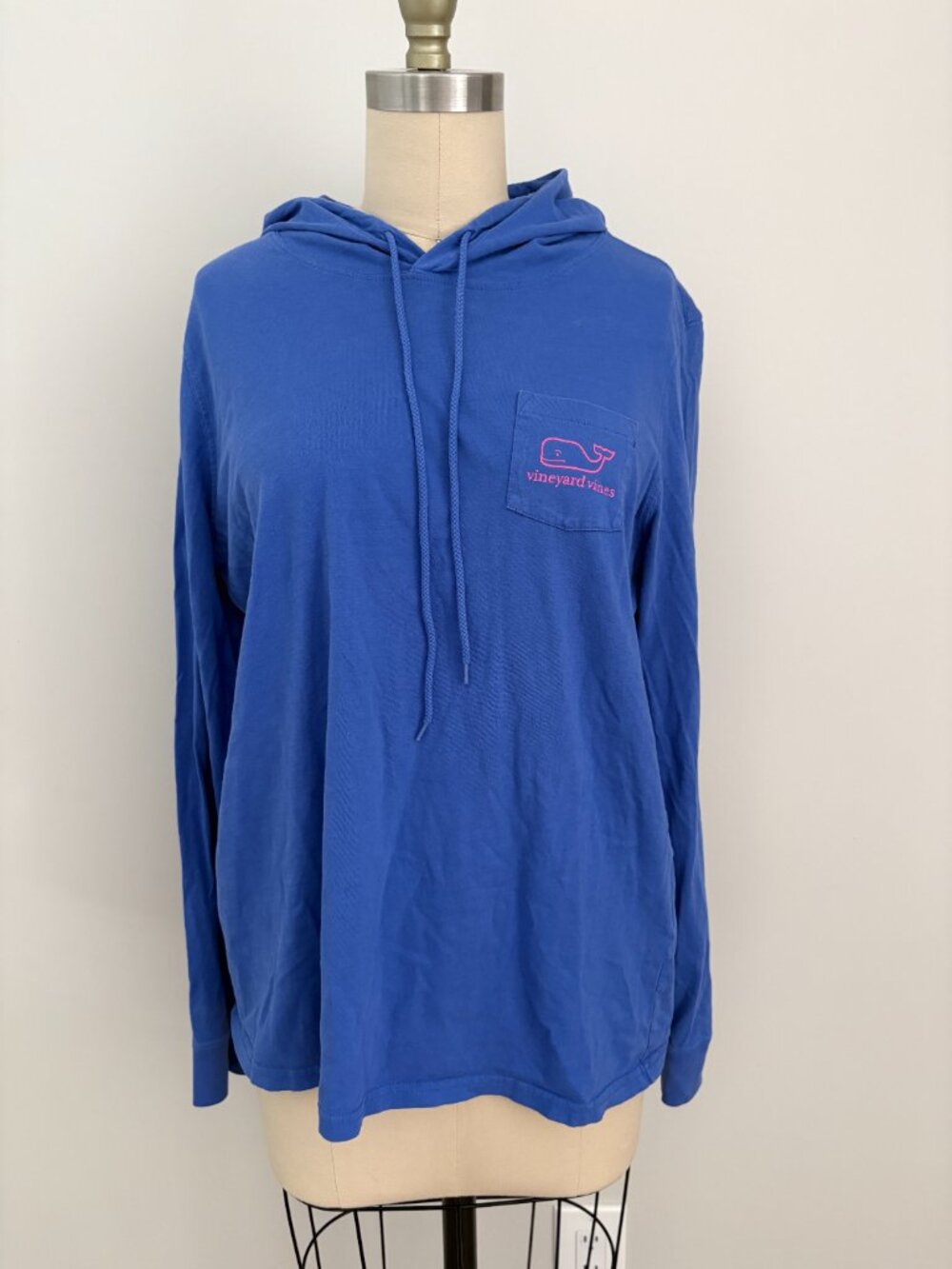 Vineyard Vines Coastal Blue Hoodie Tee Pink Embroidered Whale Beachy Preppy L